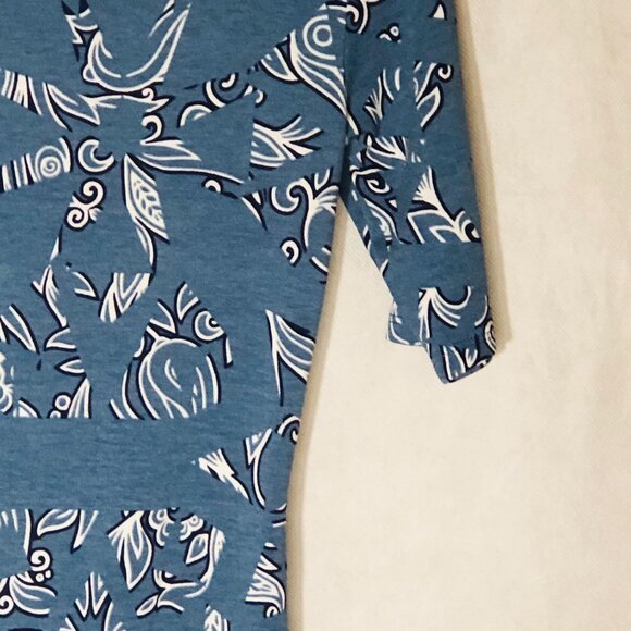 LuLaRoe Julia dress short sleeve blue white polyester blend xxs 38 READ new - Picture 12 of 12